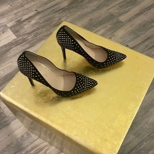 ENZO ANGIOLINI HEELS- Black w/ Gold Studs